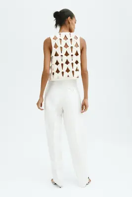 Gilet sans manches façon crochet - Crème — photo 3