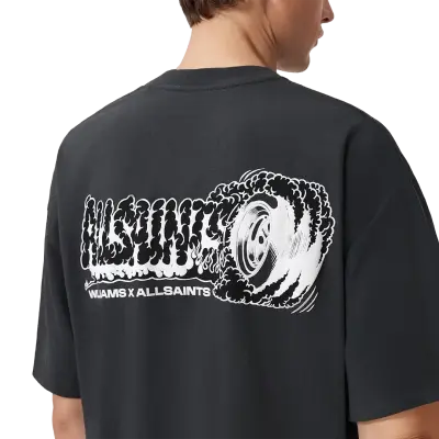 Williams X AllSaints Burnout Crew Neck T-Shirt Washed Black — photo 3