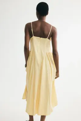Robe à bretelles fines en lin mélangé - Jaune — photo 2