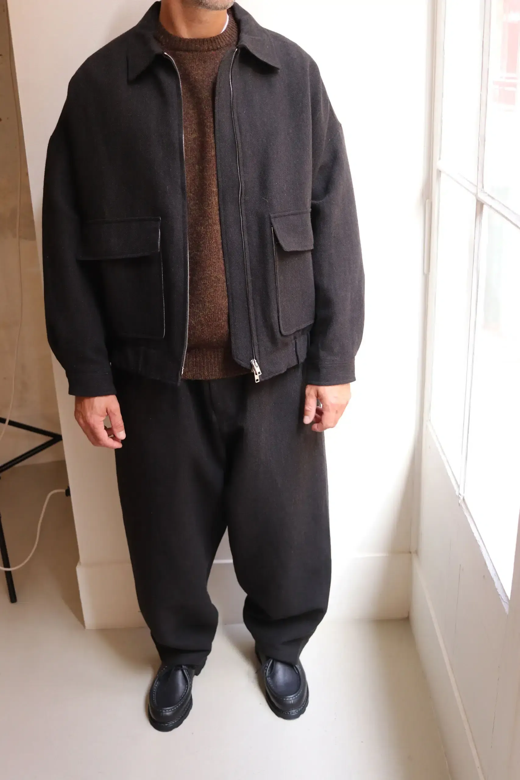 Evan Kinori – Zip Jacket Two – Black/Brown