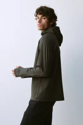 Veste de sport chaude avec capuche ThermoMove™ - Olive foncé — photo 4