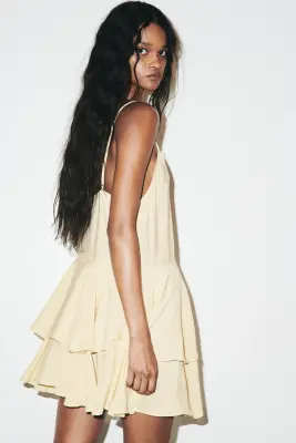 Robe étagée en viscose mélangée - Jaune pâle — photo 3