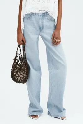 Wide High Waist Jeans - Bleu denim clair — photo 1