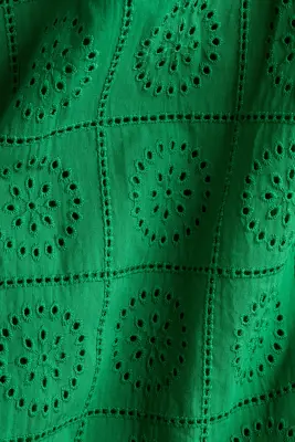 Robe en broderie anglaise avec bretelles à nouer - Vert — photo 4