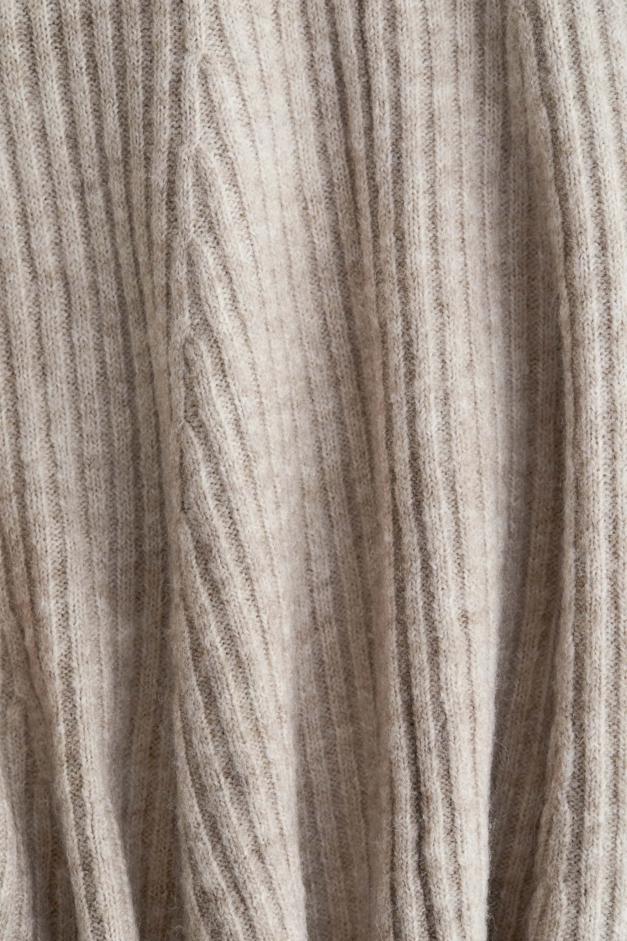 Robe épaules nues en maille côtelée - Beige chiné
