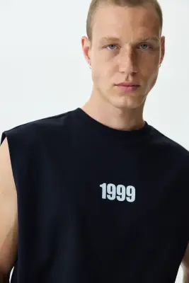 Débardeur imprimé Relaxed Fit en coton - Noir/1999 — photo 1