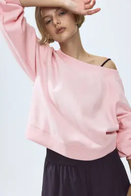 Sweat épaules nues - Rose clair — photo 3