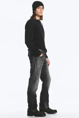 Jean droit ajusté taille basse Comet - Imperial Black - Noir — photo 4