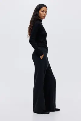 Pantalon en laine mélangée - Gris foncé — photo 2