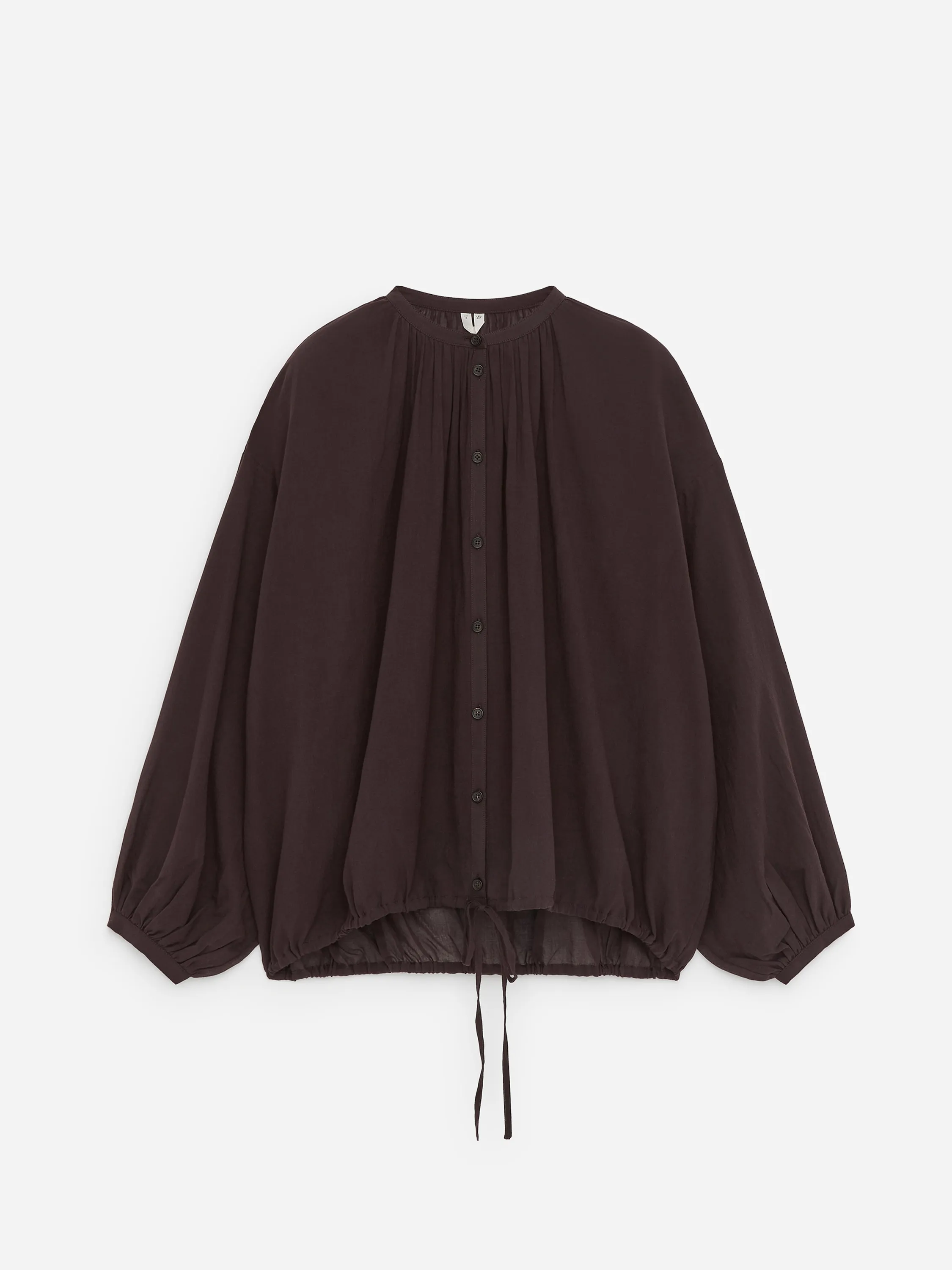 Crepe Drawstring Blouse - Marron