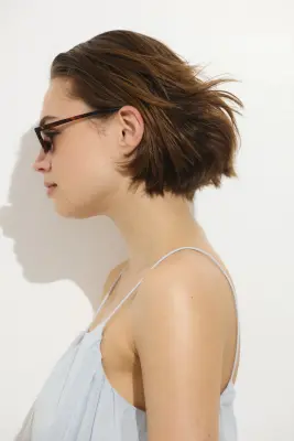 Robe à bretelles fines avec base à effet boule - Bleu clair — photo 2