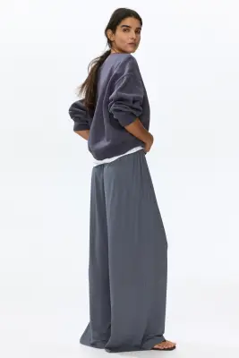 Pantalon à cordon en jersey - Gris foncé — photo 1