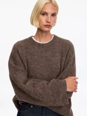 Pull en mélange de laine et d'alpaga - Marron — photo 4
