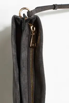 Sac crossbody en cuir velours - Gris foncé — photo 2
