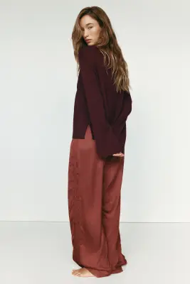 Pull oversize en maille fine - Bordeaux — photo 2