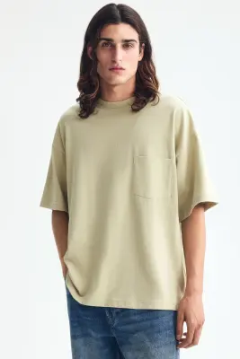 T-shirt Oversized Fit en coton - Vert ancien clair — photo 2