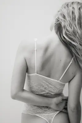 Body string paddé en dentelle - Blanc — photo 3