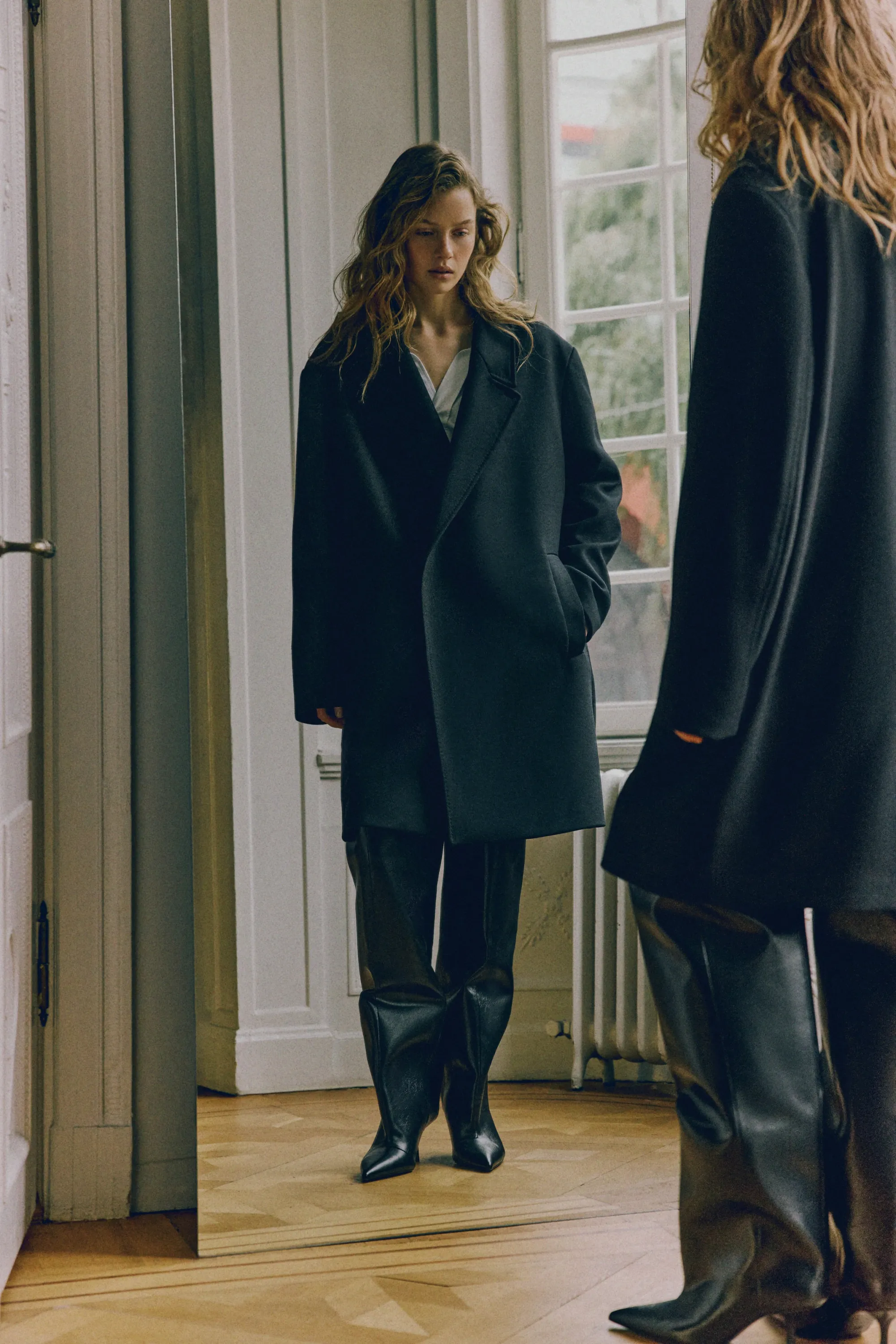Manteau oversize en laine mélangée - Noir