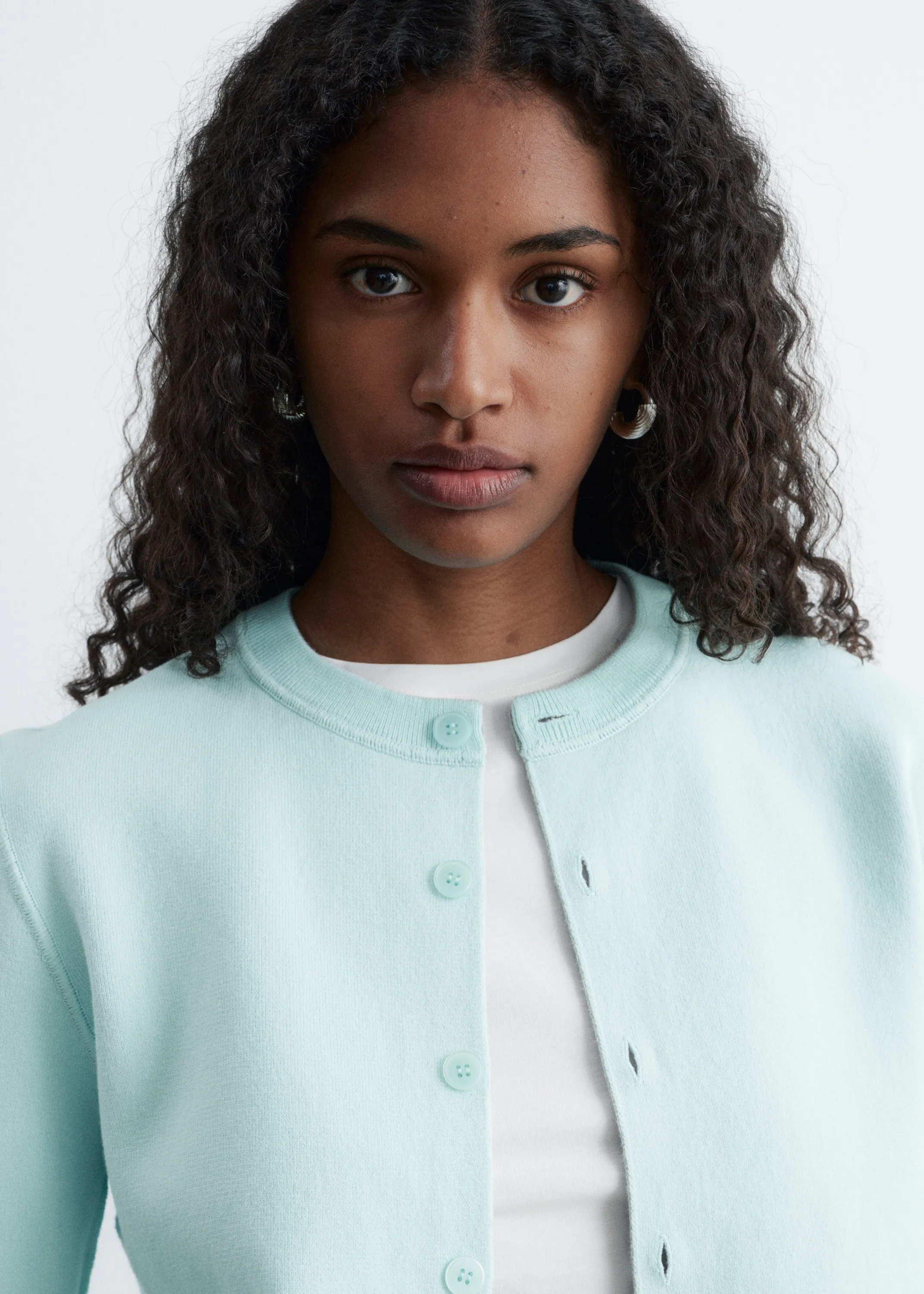 Cardigan court réversible - Gris/Turquoise