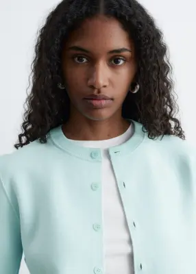 Cardigan court réversible - Gris/Turquoise — photo 1
