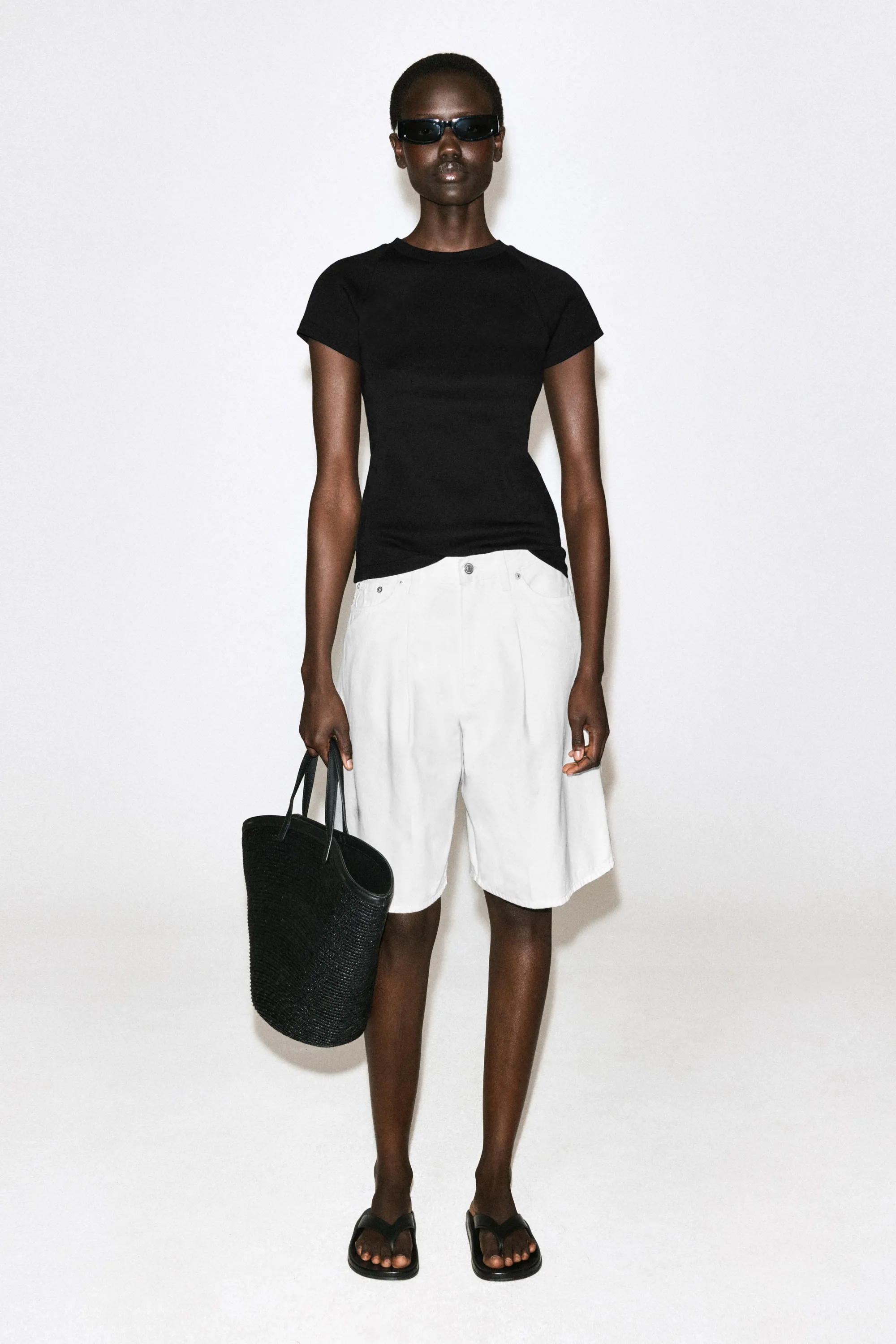BERMUDA LARGE EN DENIM - BLANC