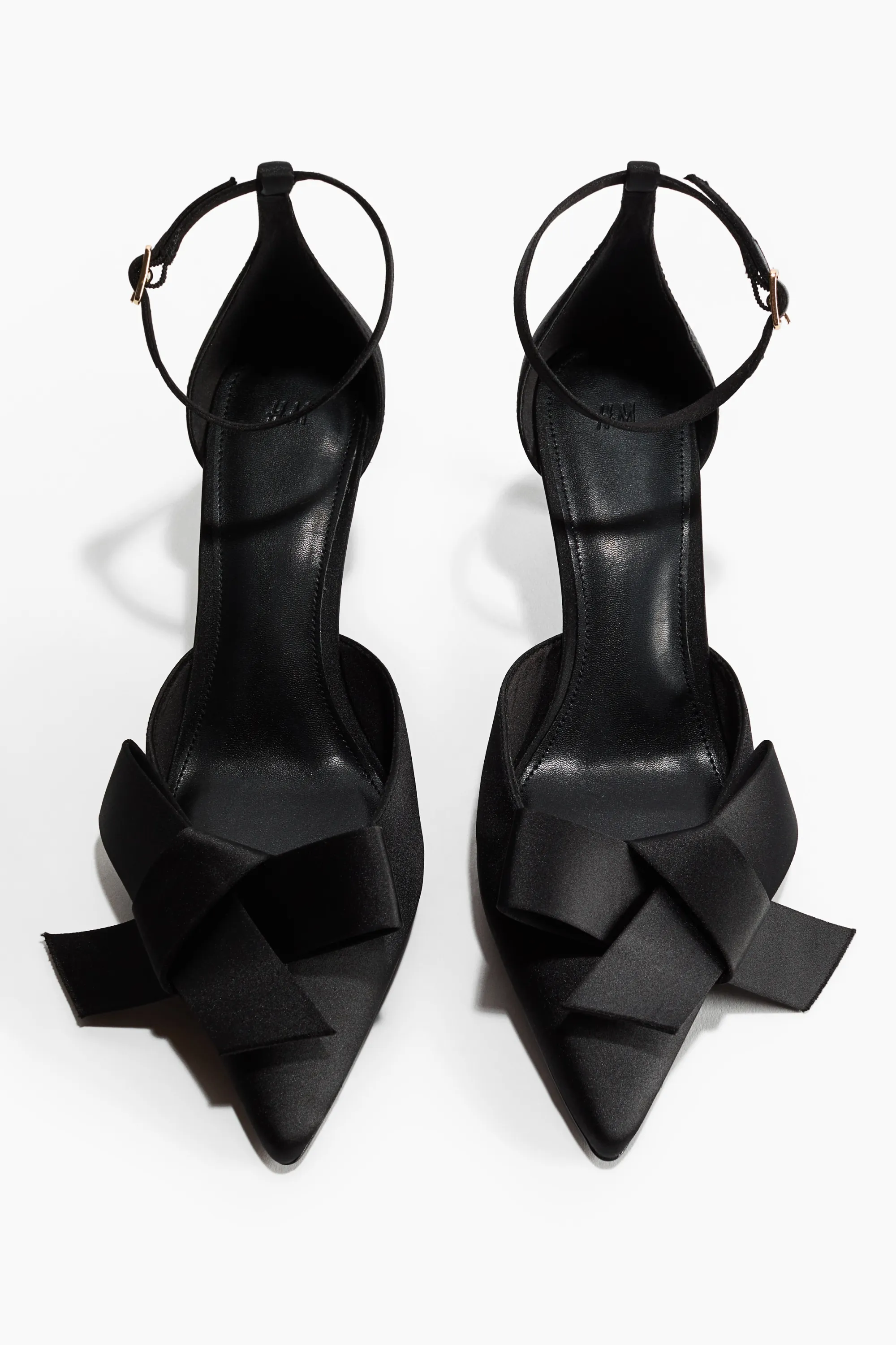 Escarpins en satin avec nœud - Noir