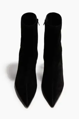 Bottines chaussettes en cuir - Noir — photo 4