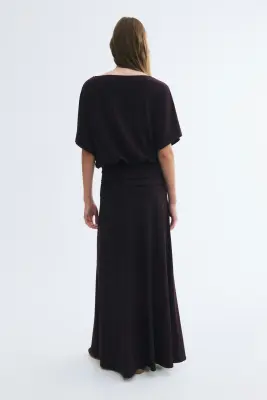 Robe maxi à effet drapé - Violet prune foncé — photo 2