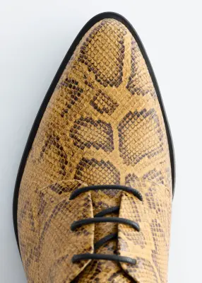 Chaussures derbies en cuir - Beige/Façon serpent — photo 3