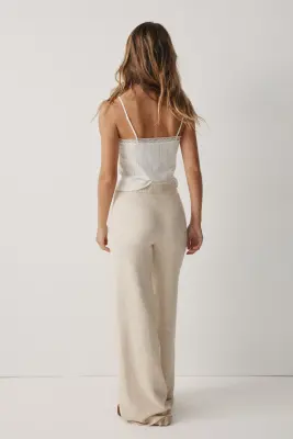Pantalon en maille fine - Beige clair — photo 3