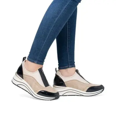 Baskets Remonte D0T08-60 Beige - Cuir Zip Grande Pointure Femme — photo 5