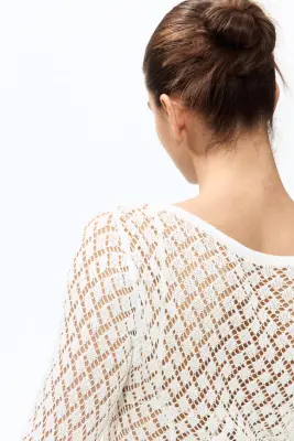 Robe de plage en maille pointelle - Blanc — photo 2