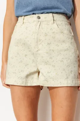 Short à fleurs en toile Femme — photo 5