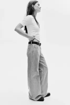 Wide High Waist Jeans - Bleu denim — photo 2