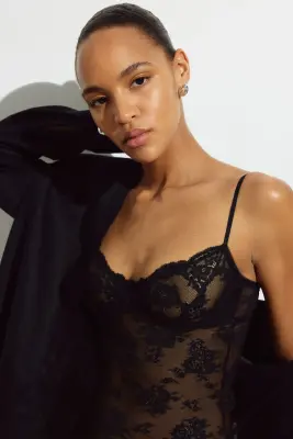 Body string en dentelle - Noir — photo 2