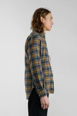Chemise en flanelle tweed à carreaux - Jaune — photo 5