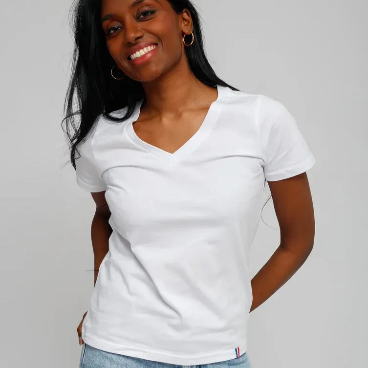 T-shirt Martine col V blanc