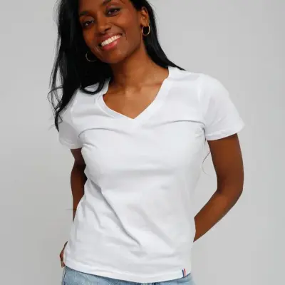 T-shirt Martine col V blanc — photo 1