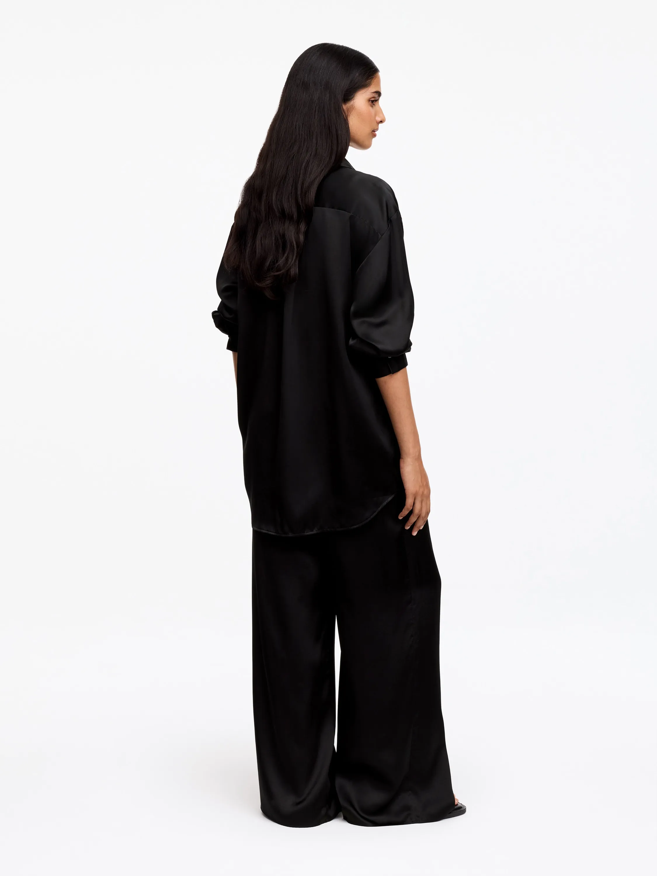 Chemise en satin de soie - Noir