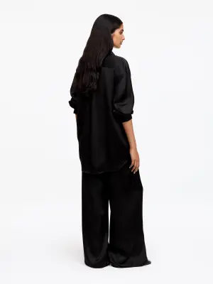 Chemise en satin de soie - Noir — photo 1