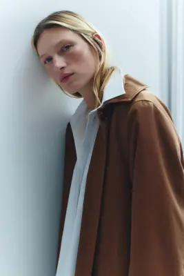Manteau 3/4 oversize avec ceinture à nouer - Marron — photo 2
