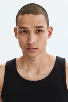 Débardeur côtelé Slim Fit - Noir — photo 1
