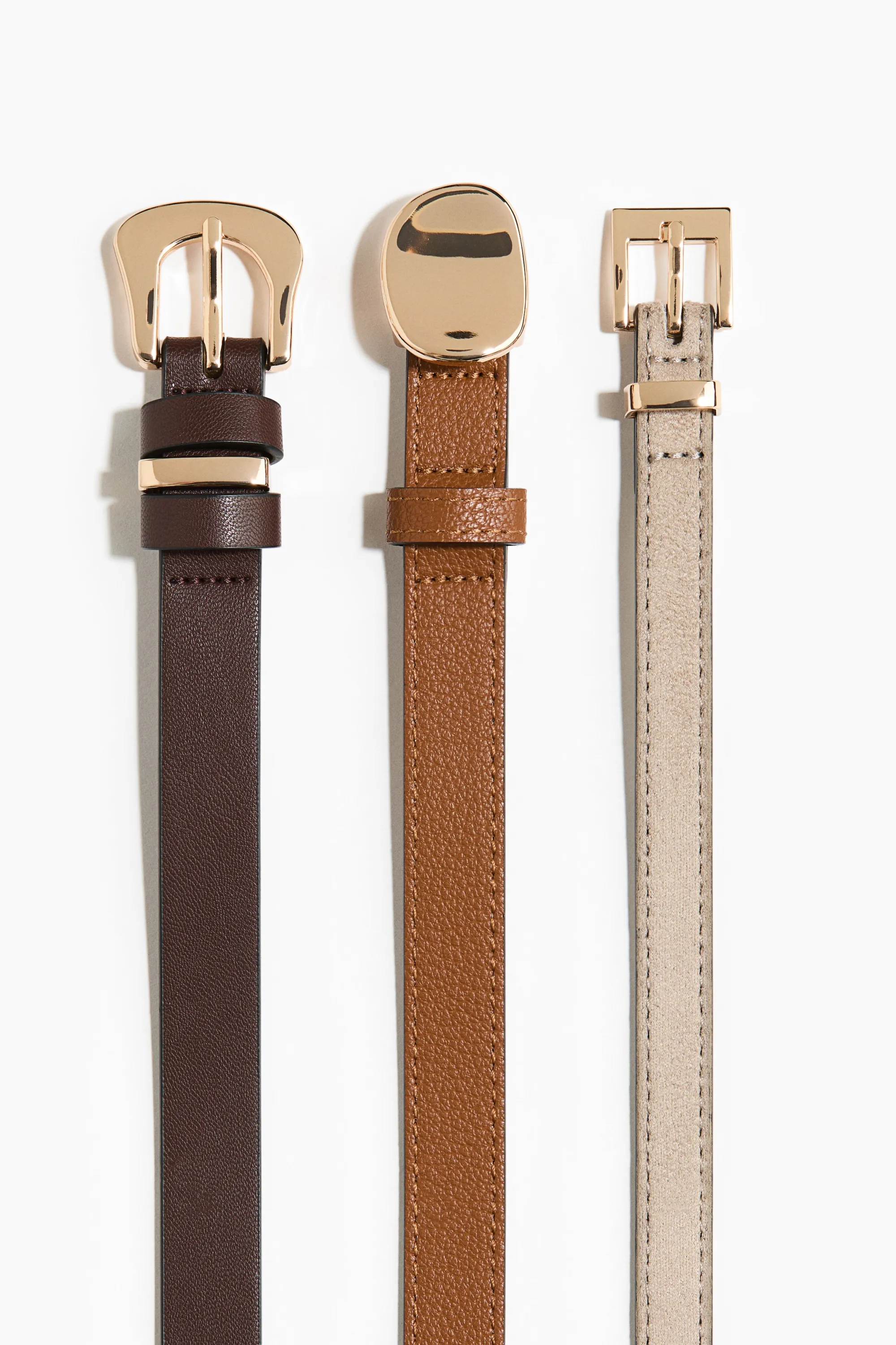 Lot de 3 ceintures - Marron foncé/beige clair