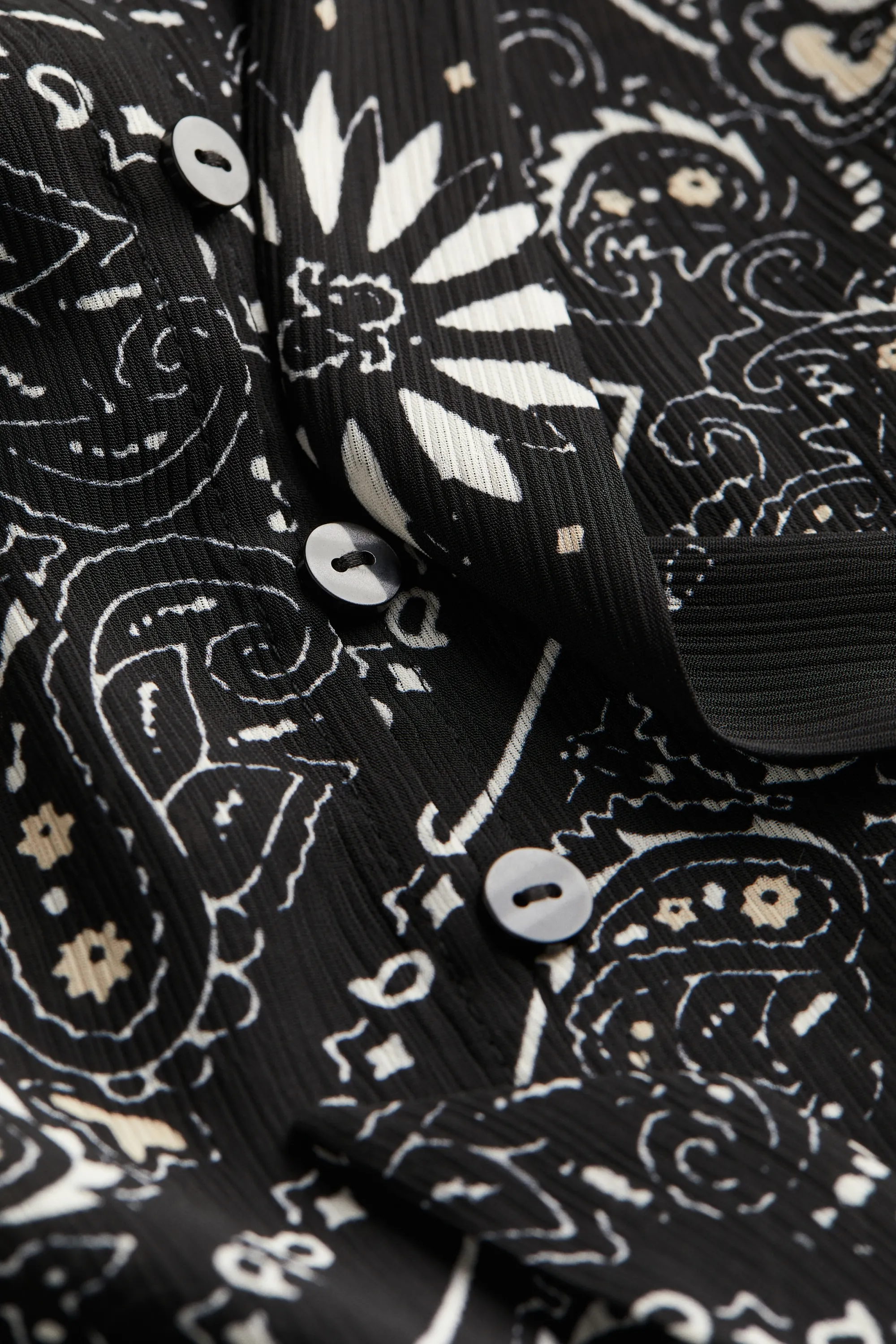 Blouse avec col à nouer - Noir/motif cachemire