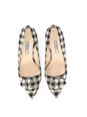 Ballerines bout pointu en laine à carreaux noir et blanc Prix boutique 830€ Taille 36 — photo 2