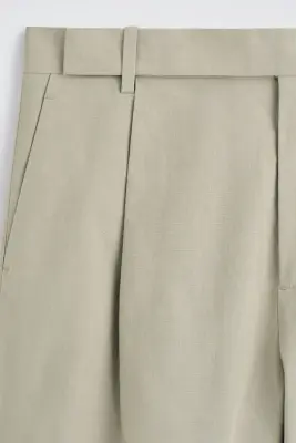 PANTALON BARREL DÉCONTRACTÉ EN COTON ET LIN - KAKI — photo 5