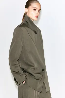 BLAZER FLUIDE À COL CHÂLE - BEIGE FONCÉ — photo 5