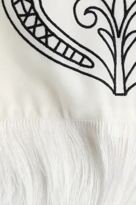 Top frangé avec motif - Crème — photo 4