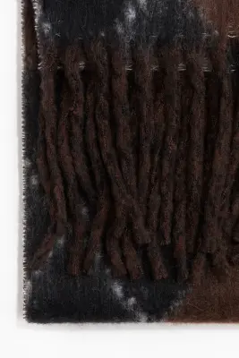 Écharpe frangée - Marron/carreaux — photo 4