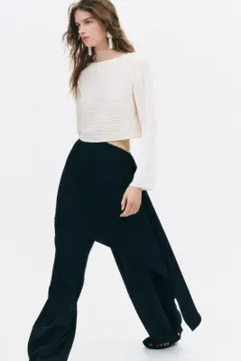 Pantalon chic avec jupe superposée - Noir — photo 3
